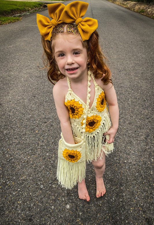 Boho Sunflower Crochet Purse Toddler